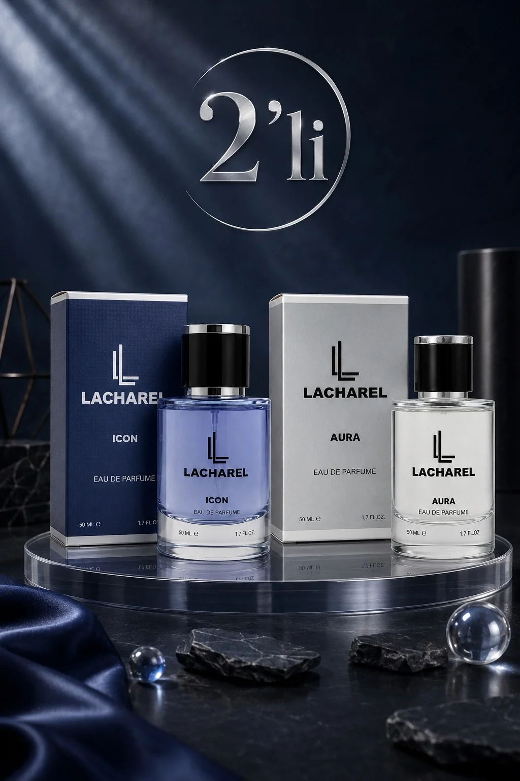 LACHAREL Icon ve Aura 2'li Erkek Parfüm Seti Eau De Parfum 2x50 ML