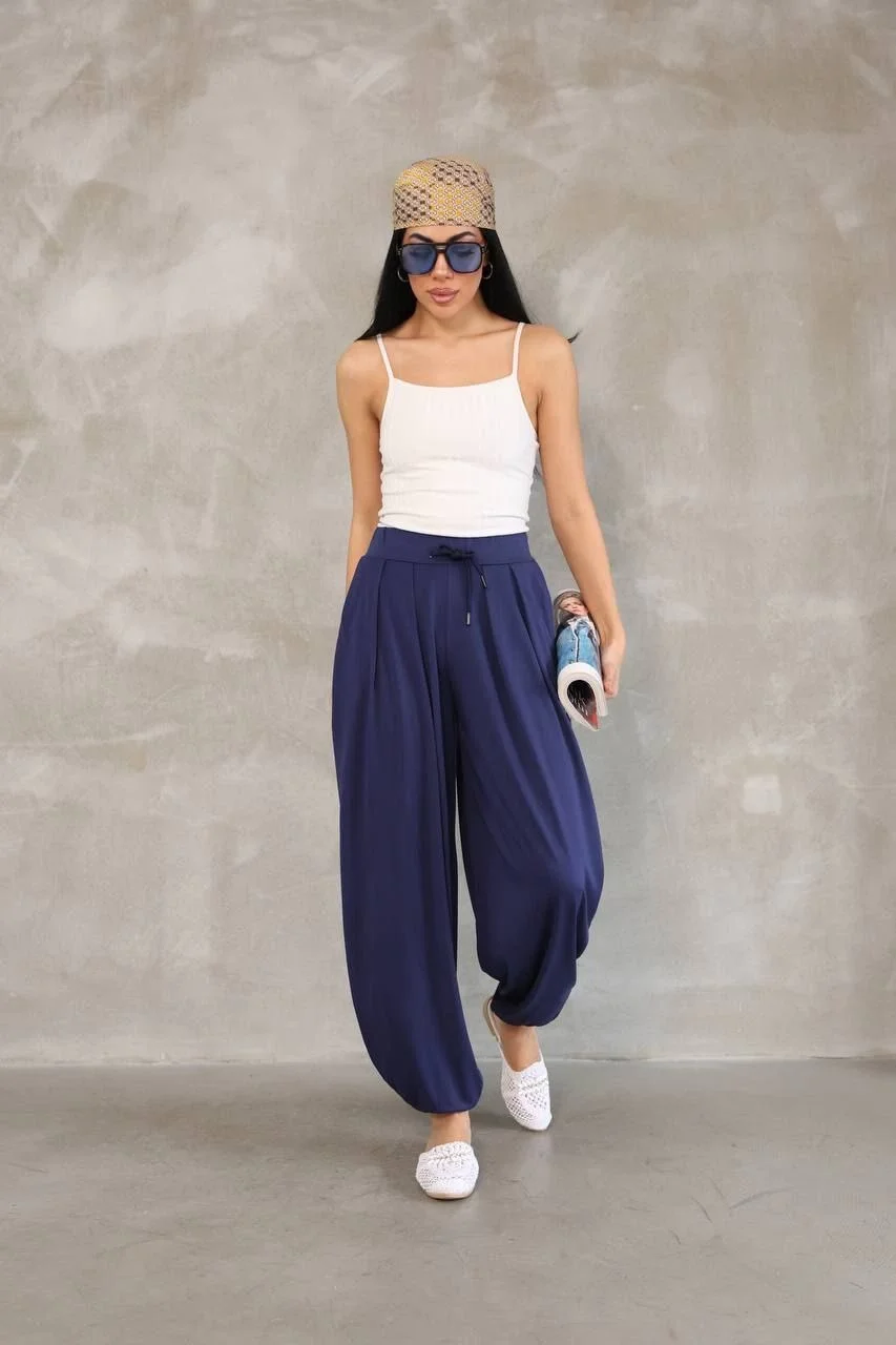 Osy Modal Yumuşak Dokulu Şalvar Pantalon - Lacivert