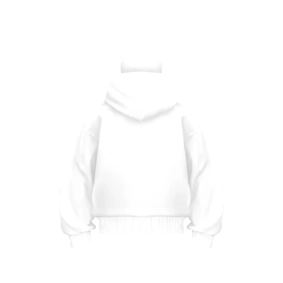 Samuray ZIP Fermuarlı Kapüşonlu SweatShirt- Beyaz Görsel 2