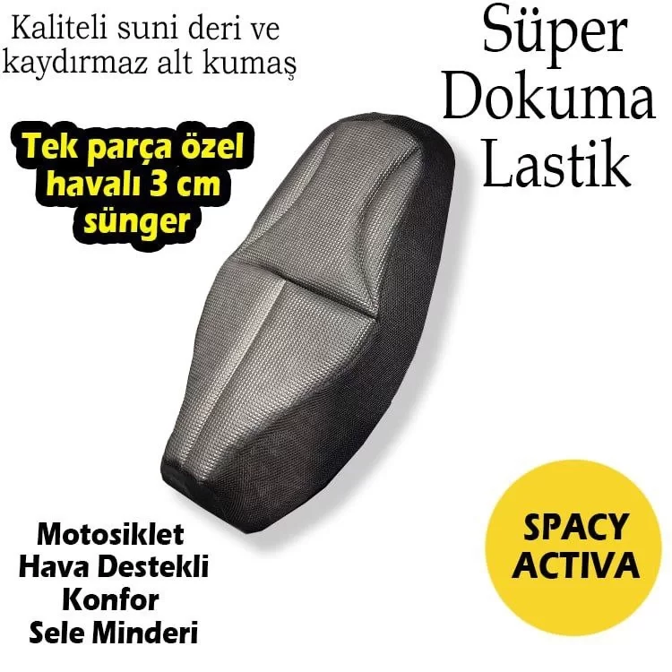 Spacy Activa Motosiklet Hava Destekli Konfor Sele - Siyah