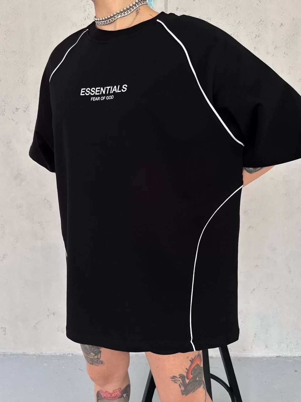Unisex Arabiye Detaylı T-Shirt - Siyah