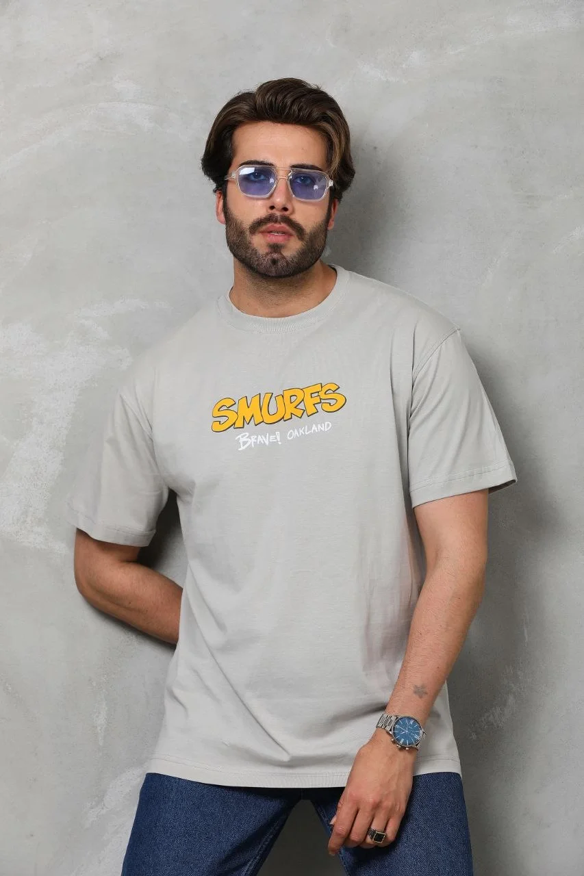 Unisex Basic Bisiklet Yaka Oversize T-Shirt - Gri Görsel 5