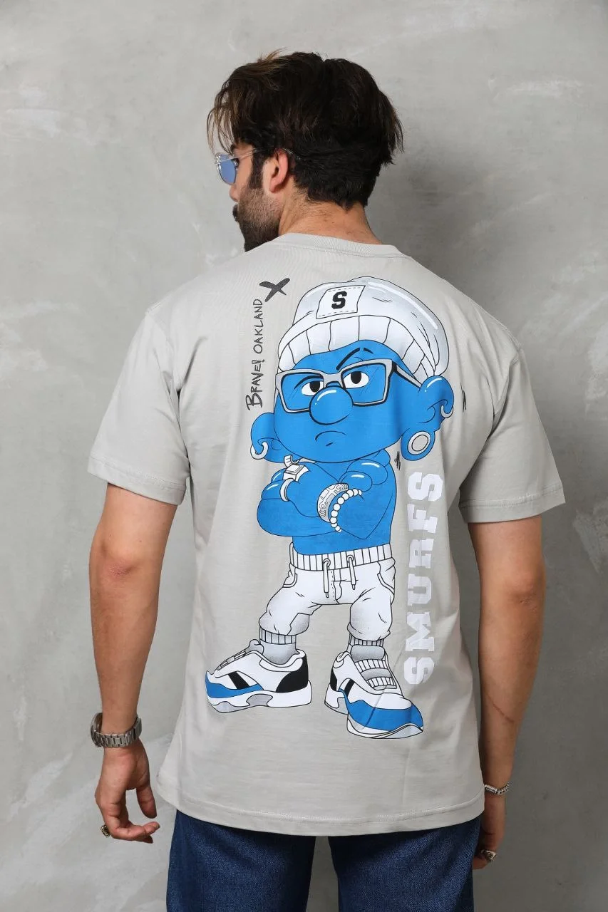 Unisex Basic Bisiklet Yaka Oversize T-Shirt - Gri Görsel 3