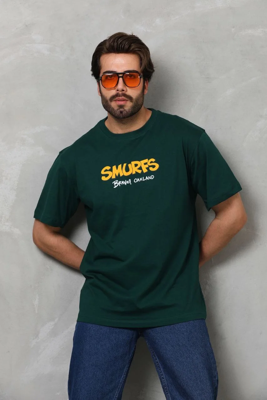 ERKEK Basic Bisiklet Yaka Oversize T-Shirt - Yeşil Görsel 4