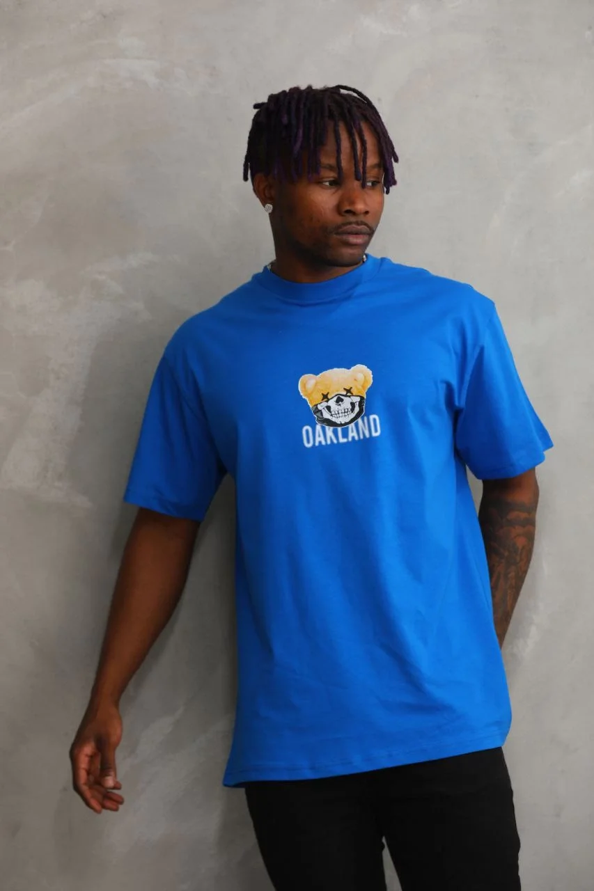 ERKEK Baskılı Oversize T-Shirt - Mavi Görsel 4