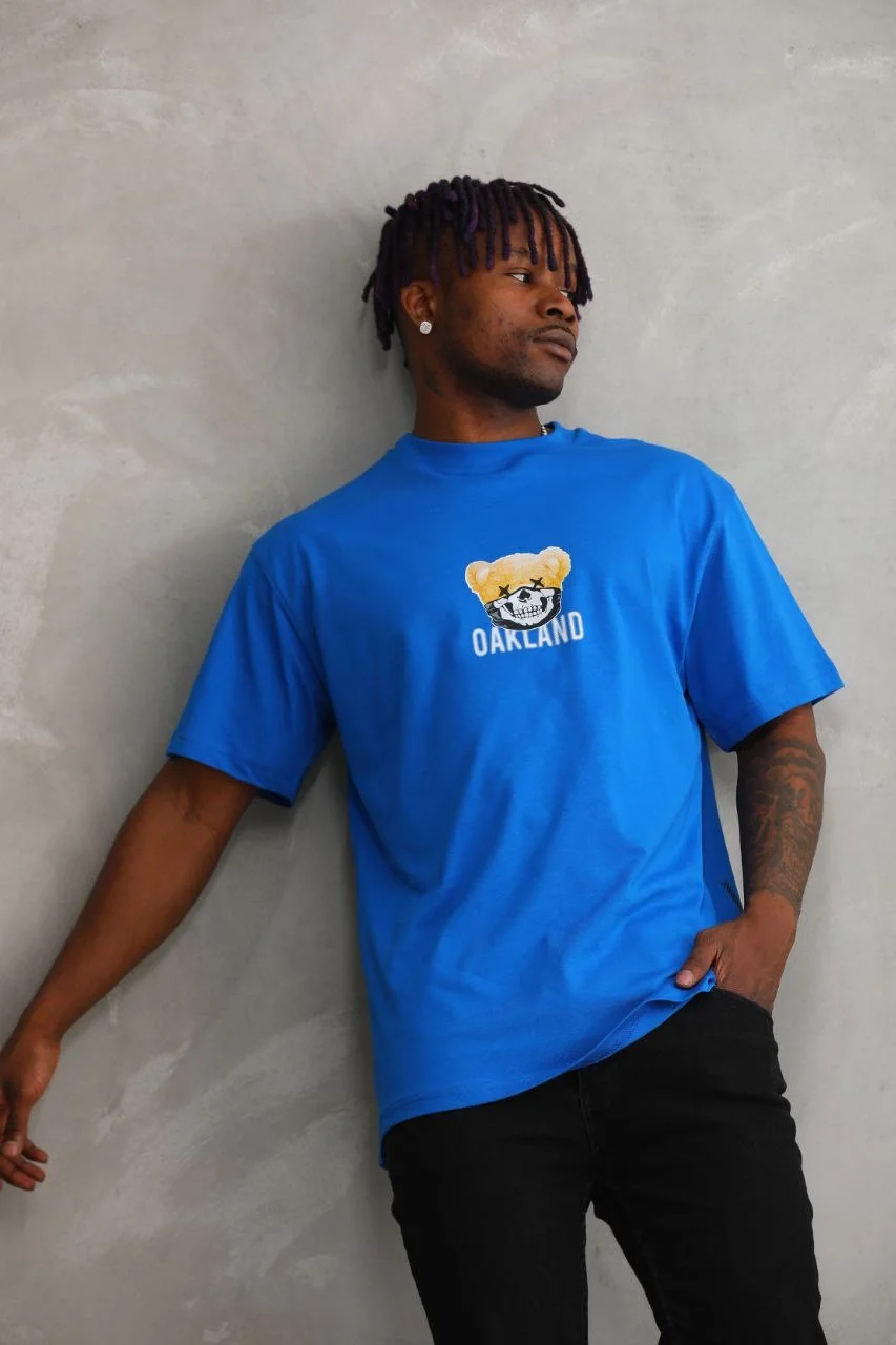 ERKEK Baskılı Oversize T-Shirt - Mavi Görsel 6