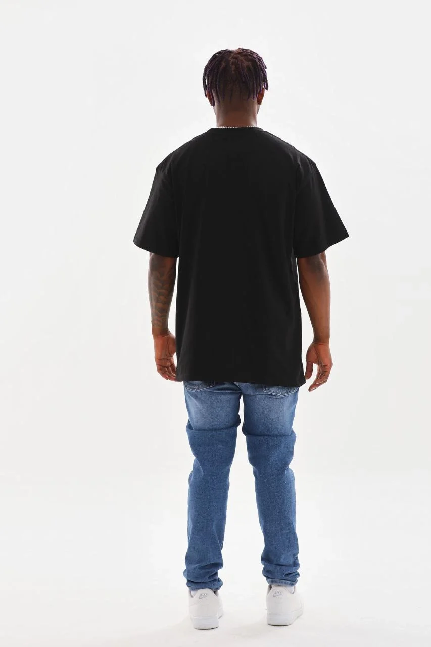 ERKEK Baskılı Oversize T-Shirt - Siyah Görsel 2