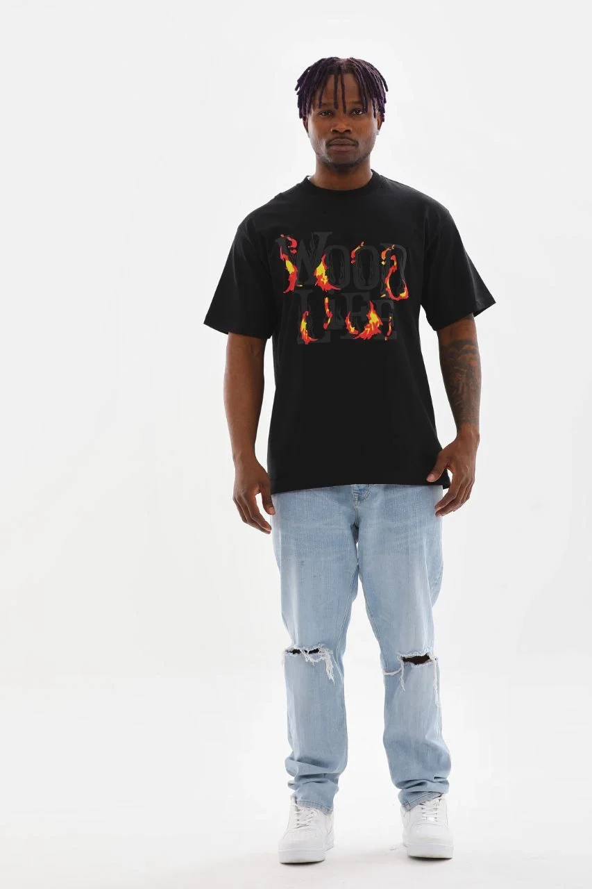 ERKEK Baskılı Oversize T-Shirt - Siyah Görsel 4