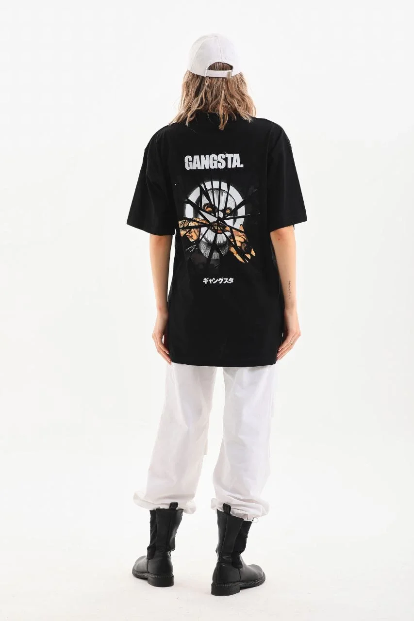 Kadın Baskılı Oversize T-Shirt - Siyah Görsel 2