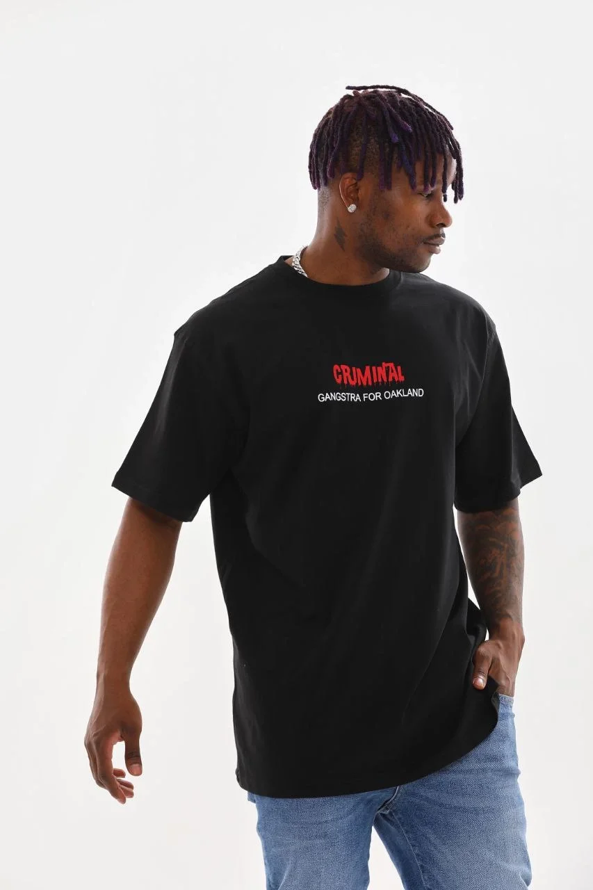 ERKEK Baskılı Oversize T-Shirt - Siyah Görsel 7