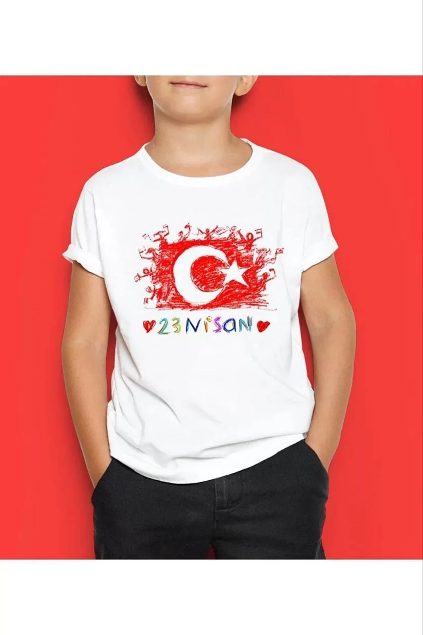 Unisex Çocuk Baskılı T-Shirt - Beyaz