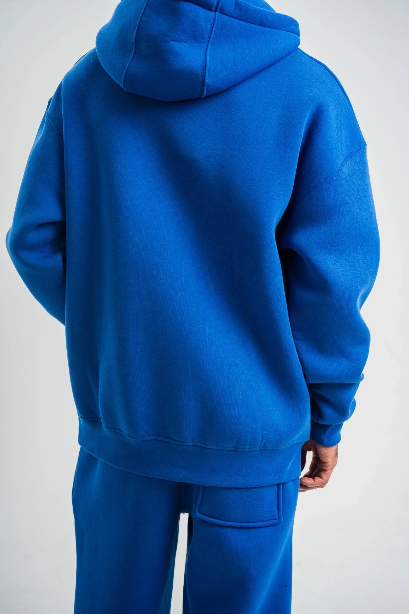 ERKEK Double Oversize Kapşonlu Basic SweatShirt - Mavi Görsel 8