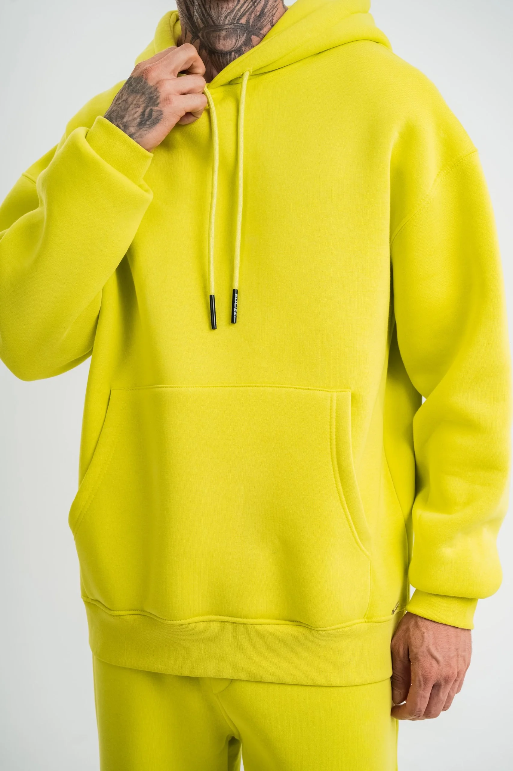 ERKEK Double Oversize Kapşonlu Basic SweatShirt - Sarı Görsel 7