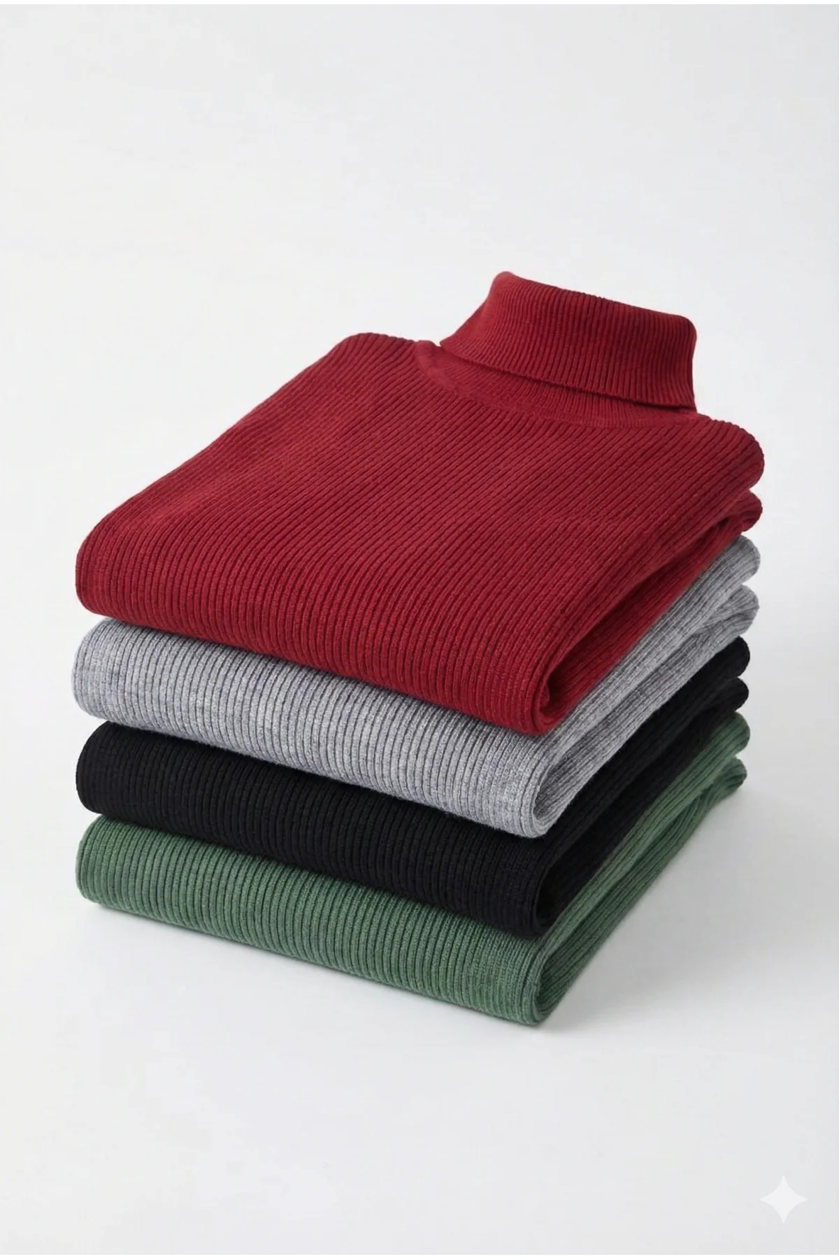 4lü Siyah, Bordo, Gri, Haki Unisex Kaşkorse Boğazlı Full Likralı Fitilli Body Kazak