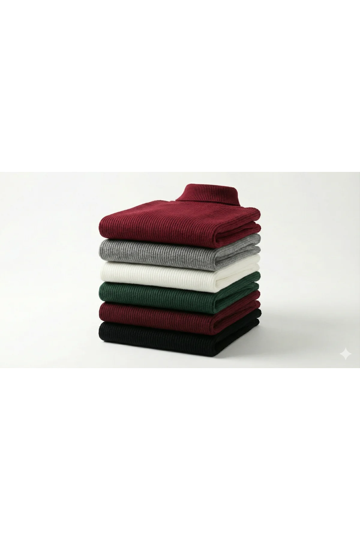 6lı Siyah, Beyaz, Bordo, Gri, Haki Unisex Kaşkorse Boğazlı Full Likralı Fitilli Body Kazak