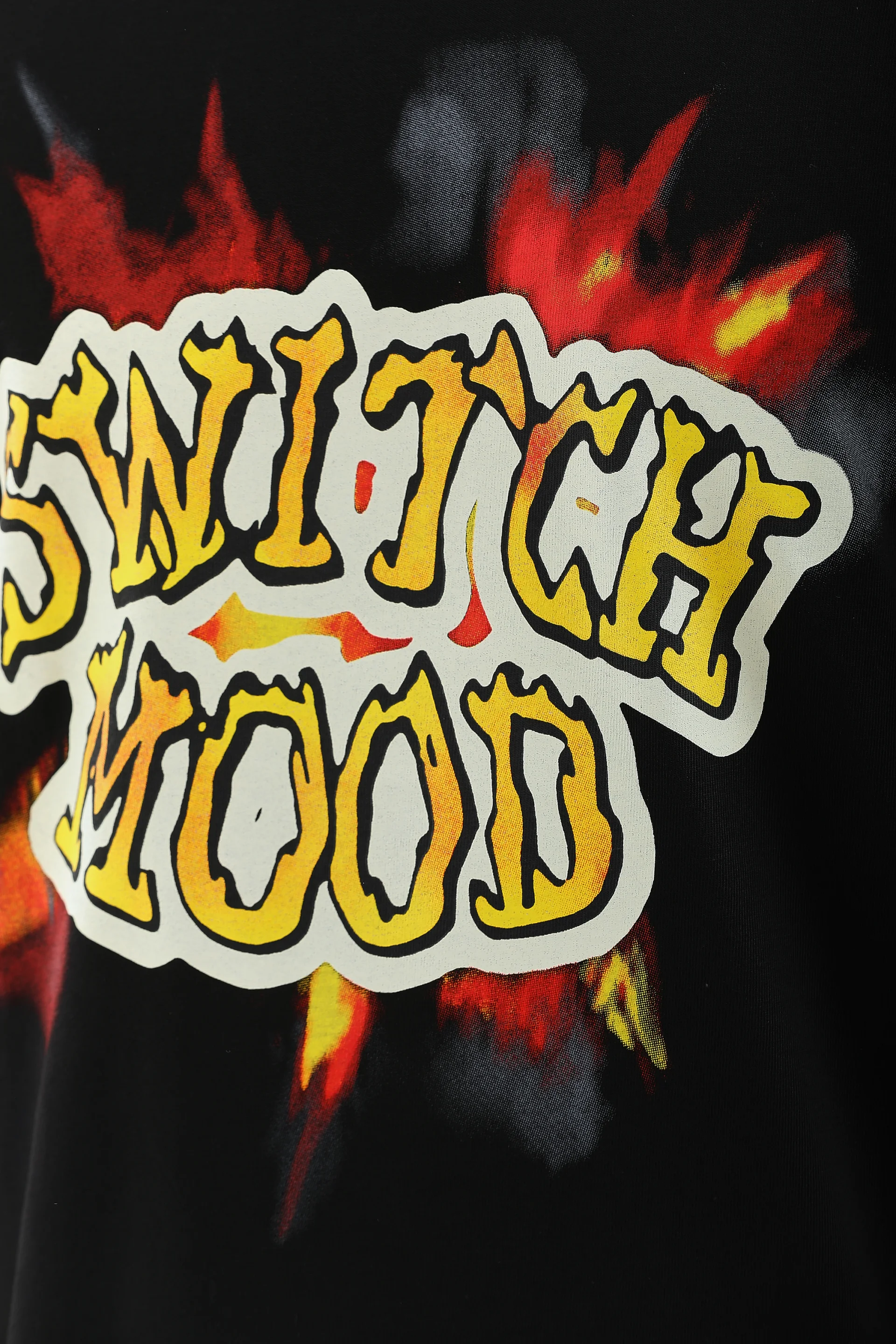 ERKEK Oversize Baskılı Bisiklet Yaka T-Shirt - Siyah Görsel 4