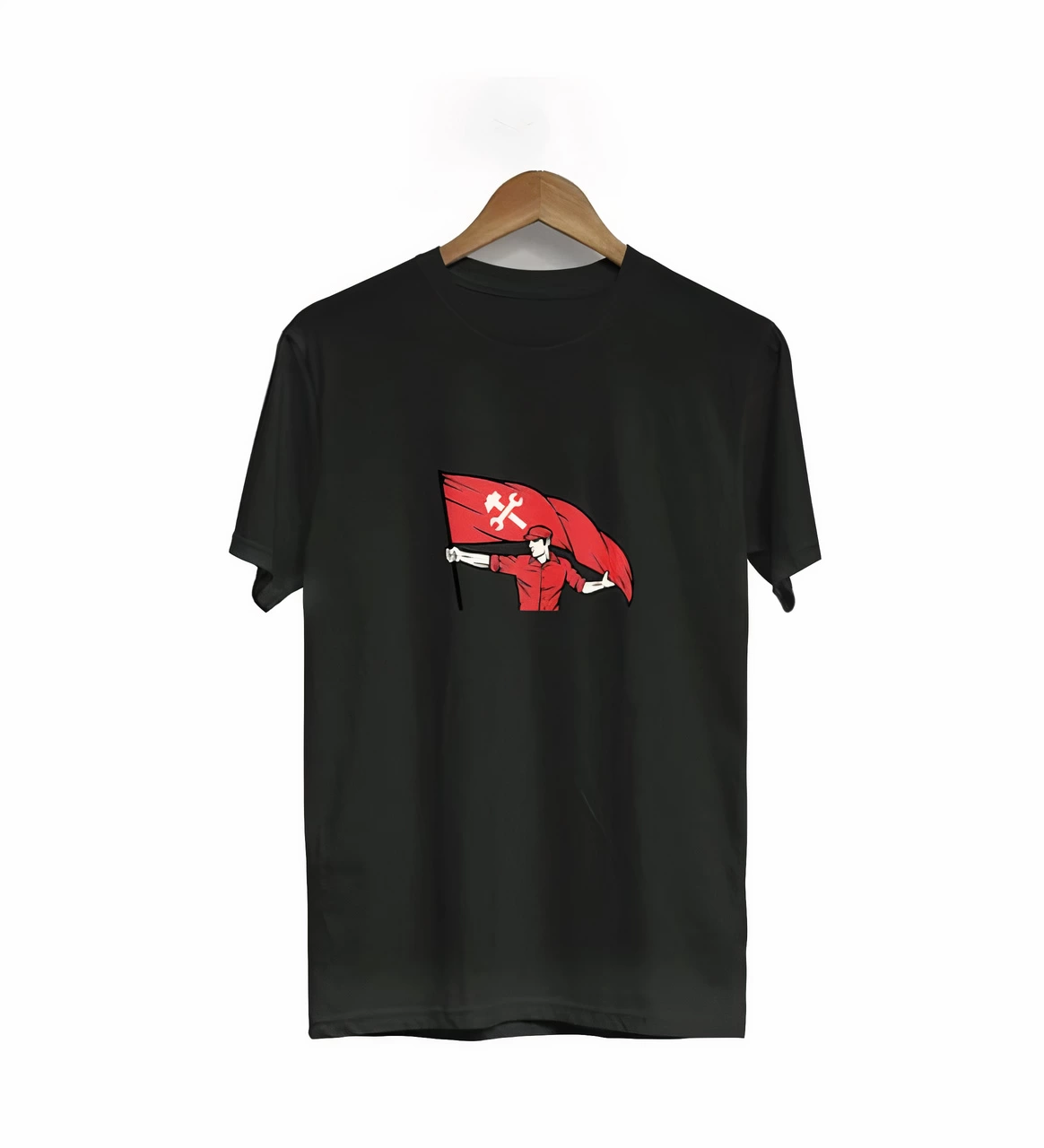 1 Custom Design Flag Emekçi Printed T-shirt For May Emekers - Black