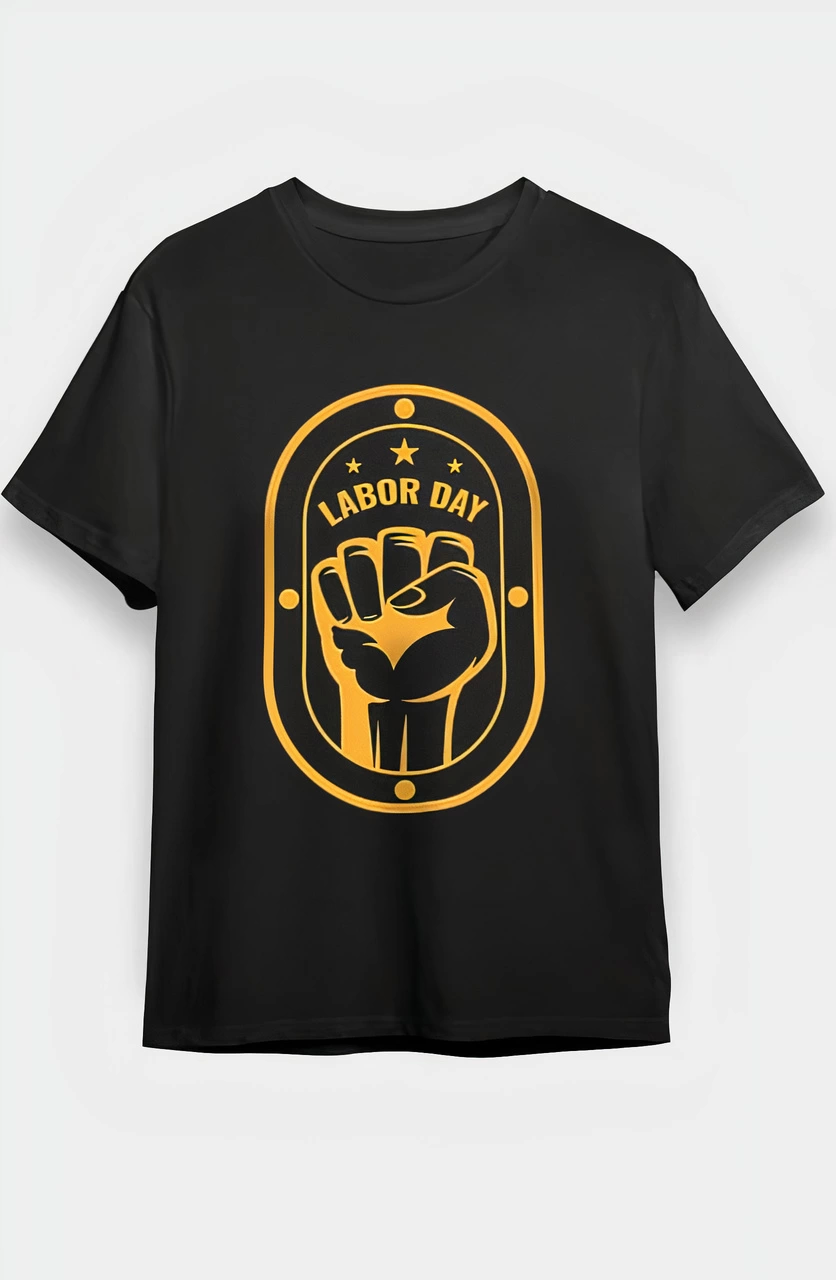 1 Custom Design LABOR DAY Printed T-shirt For May Emekers - Black