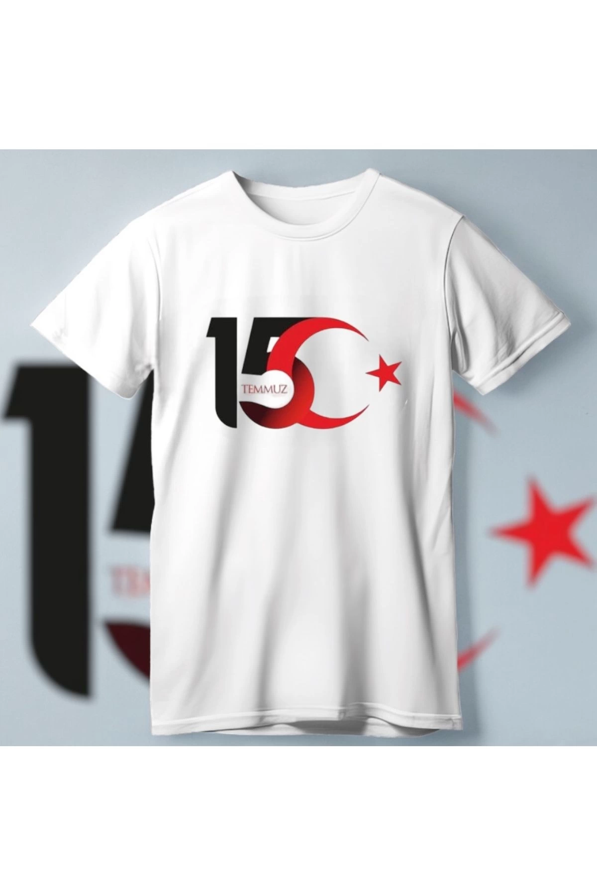15 July Custom Design Moon Star Printed T-shirt - White