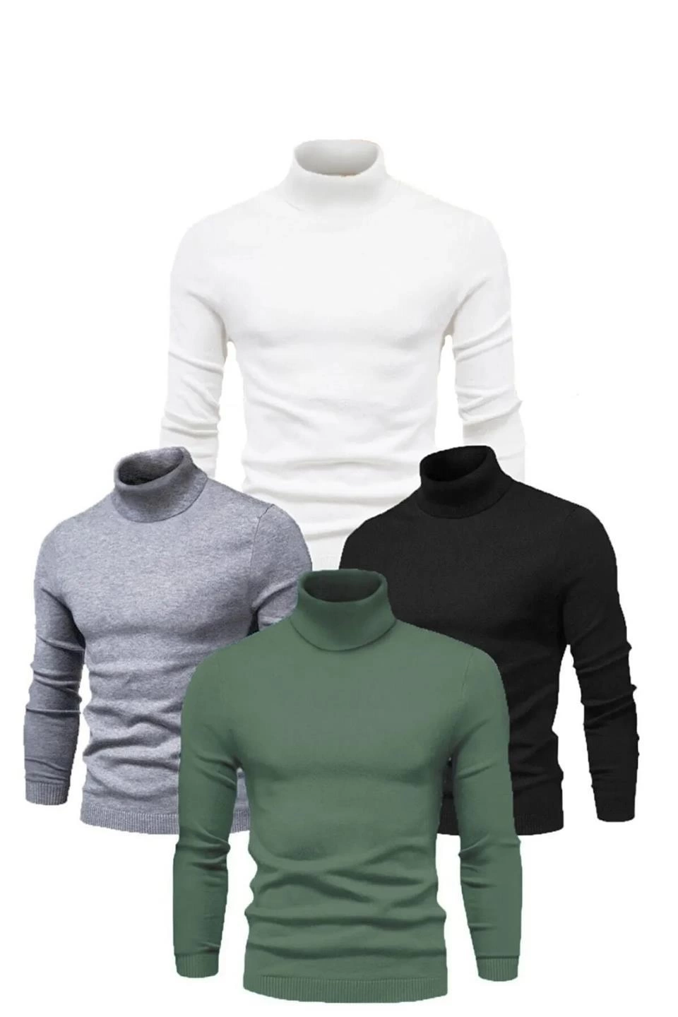 ERKEK 4 Adet Kaşkorse Boğazlı Full Likralı Fitilli Body Kazak