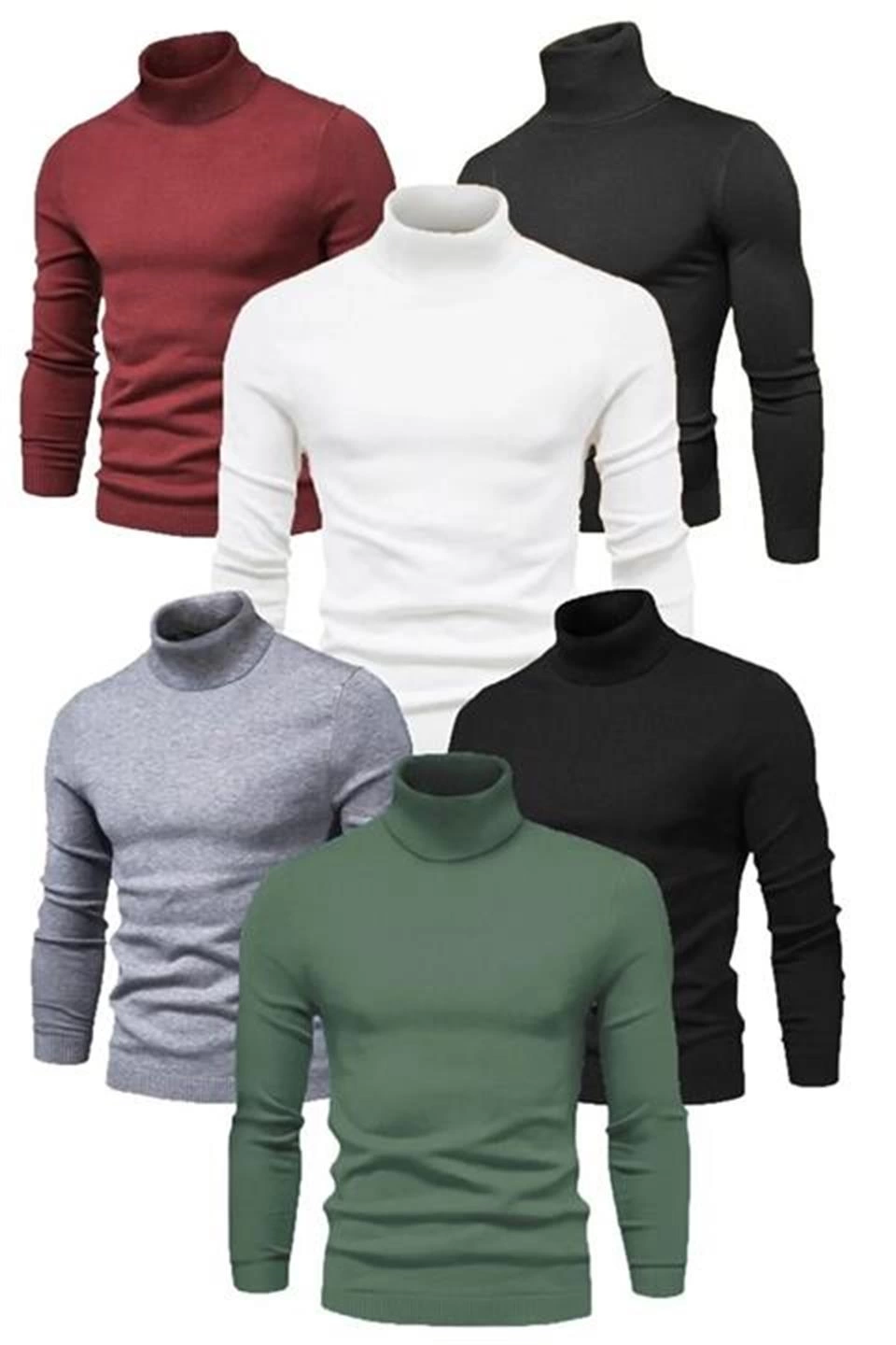 ERKEK 6 Adet Kaşkorse Boğazlı Full Likralı Fitilli Body Kazak