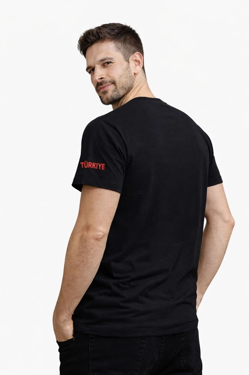 Erkek TÜRKİYE Baskılı Tişört 2026 Dünya Kupası Taraftar Forma T-Shirt - Siyah 3