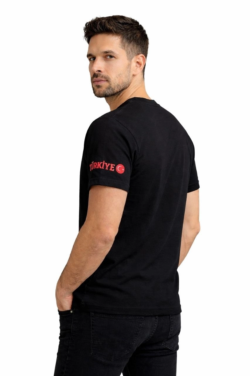 Erkek TÜRKİYE Ay Yıldız Baskılı 10 Numara Forma Tişört Taraftar T-Shirt - Siyah 2