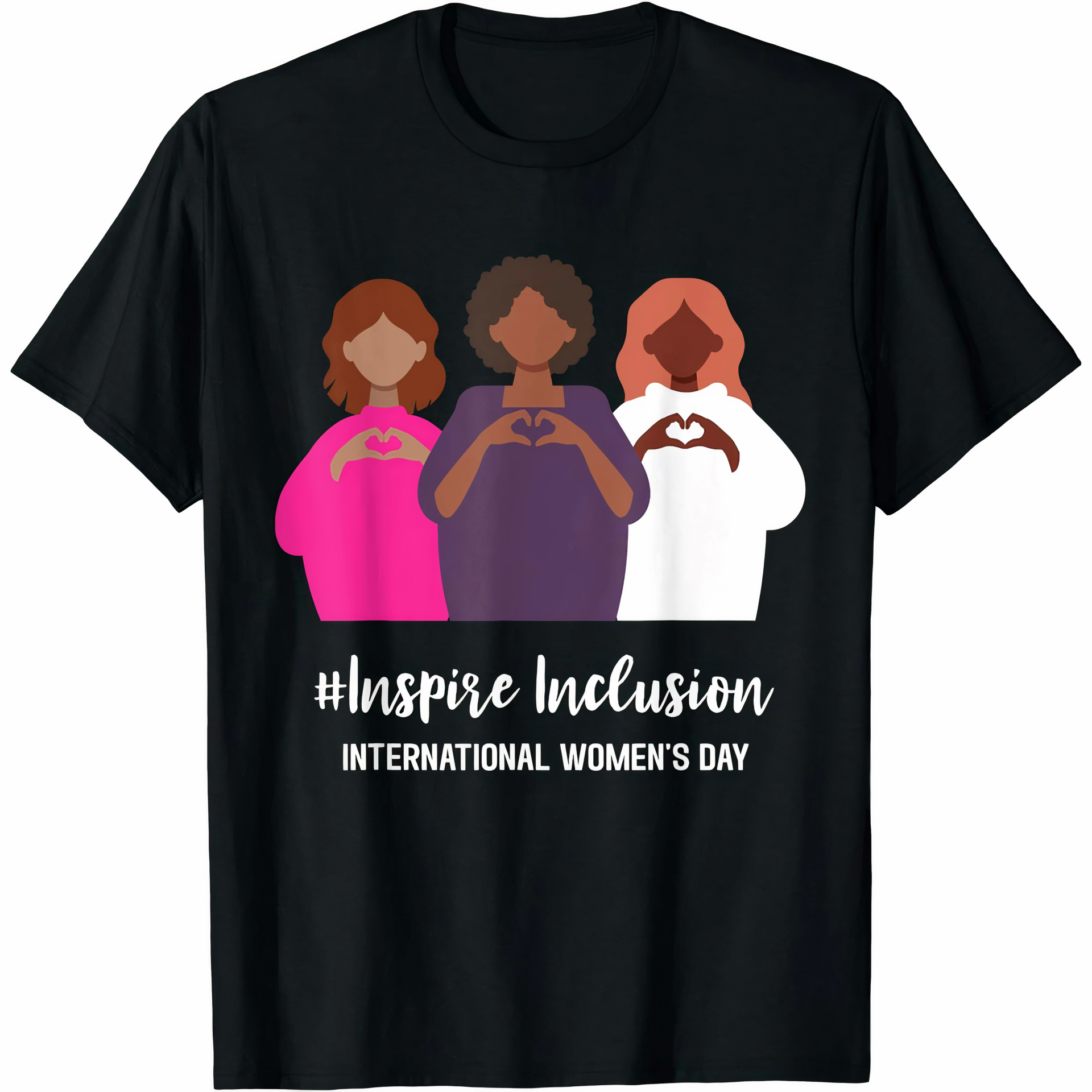 8 March Custom Printed T-shirt For World Women Day - Black