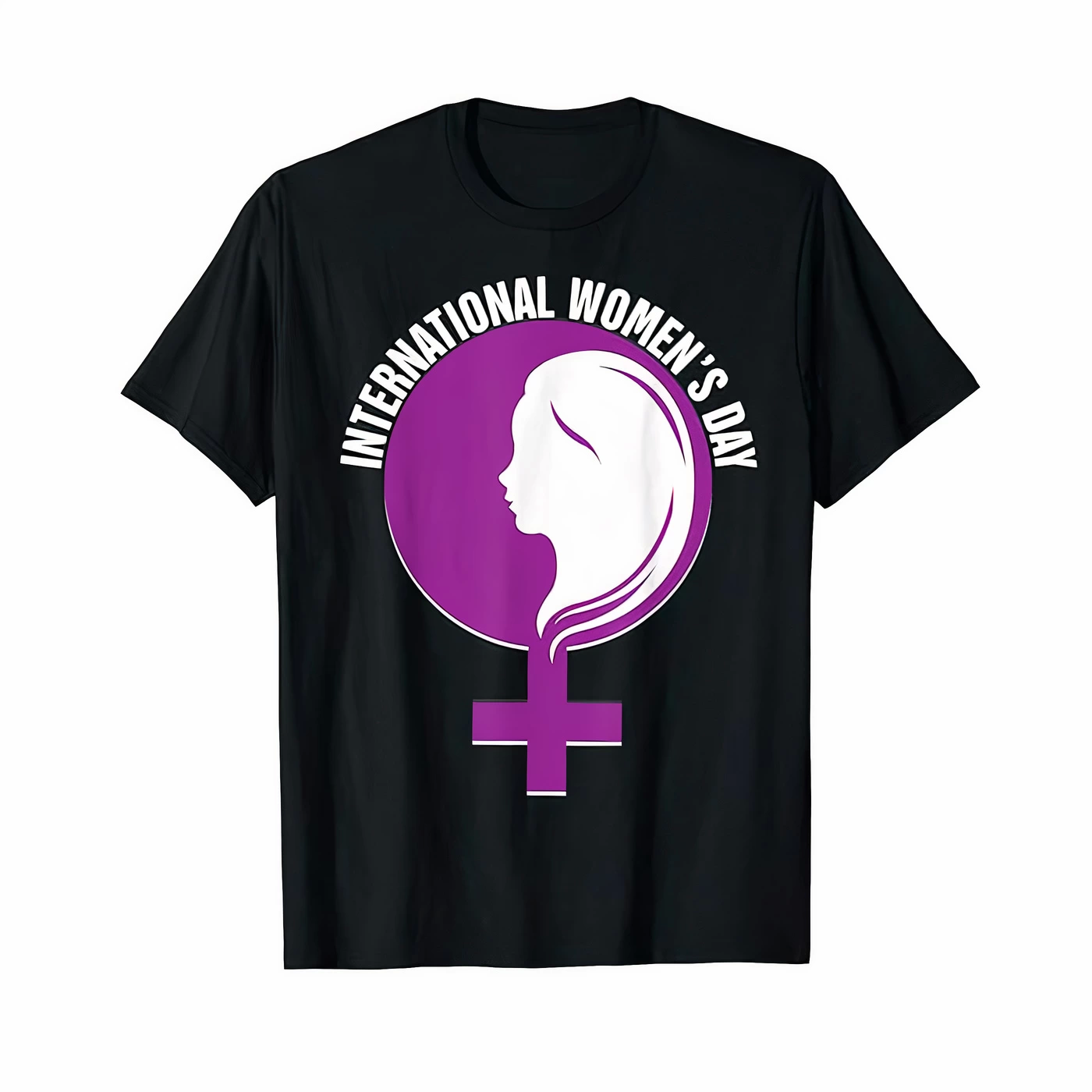 8 March Custom Printed T-shirt For World Women Day - Black