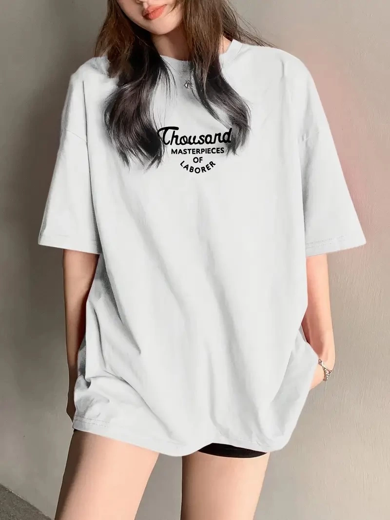 Thousand Front Rear Printed Oversize Bicycle Collar T-shirt - White
