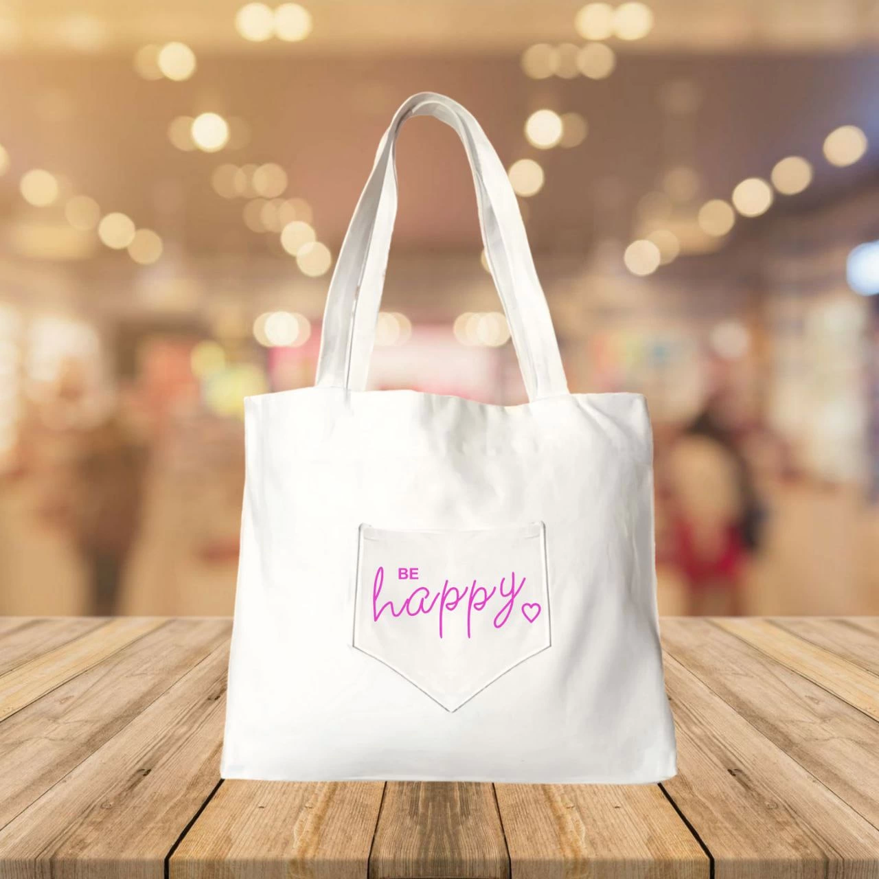 Printed Picnic and Sea Pocket Zipper Bag - White