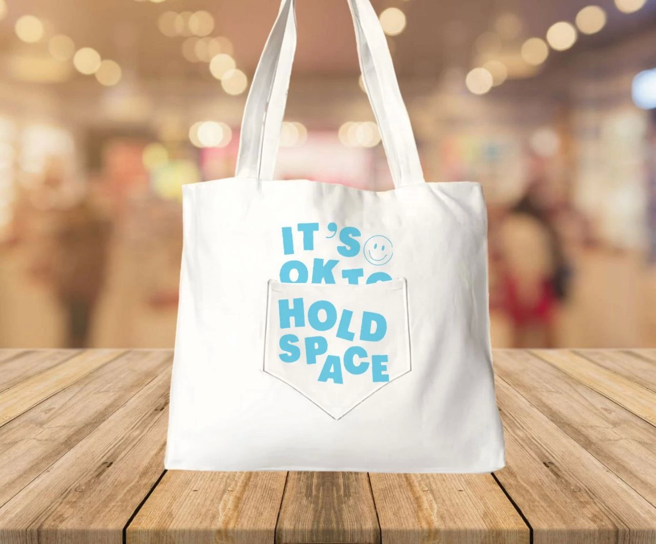 Printed Picnic and Sea Pocket Zipper Bag - White