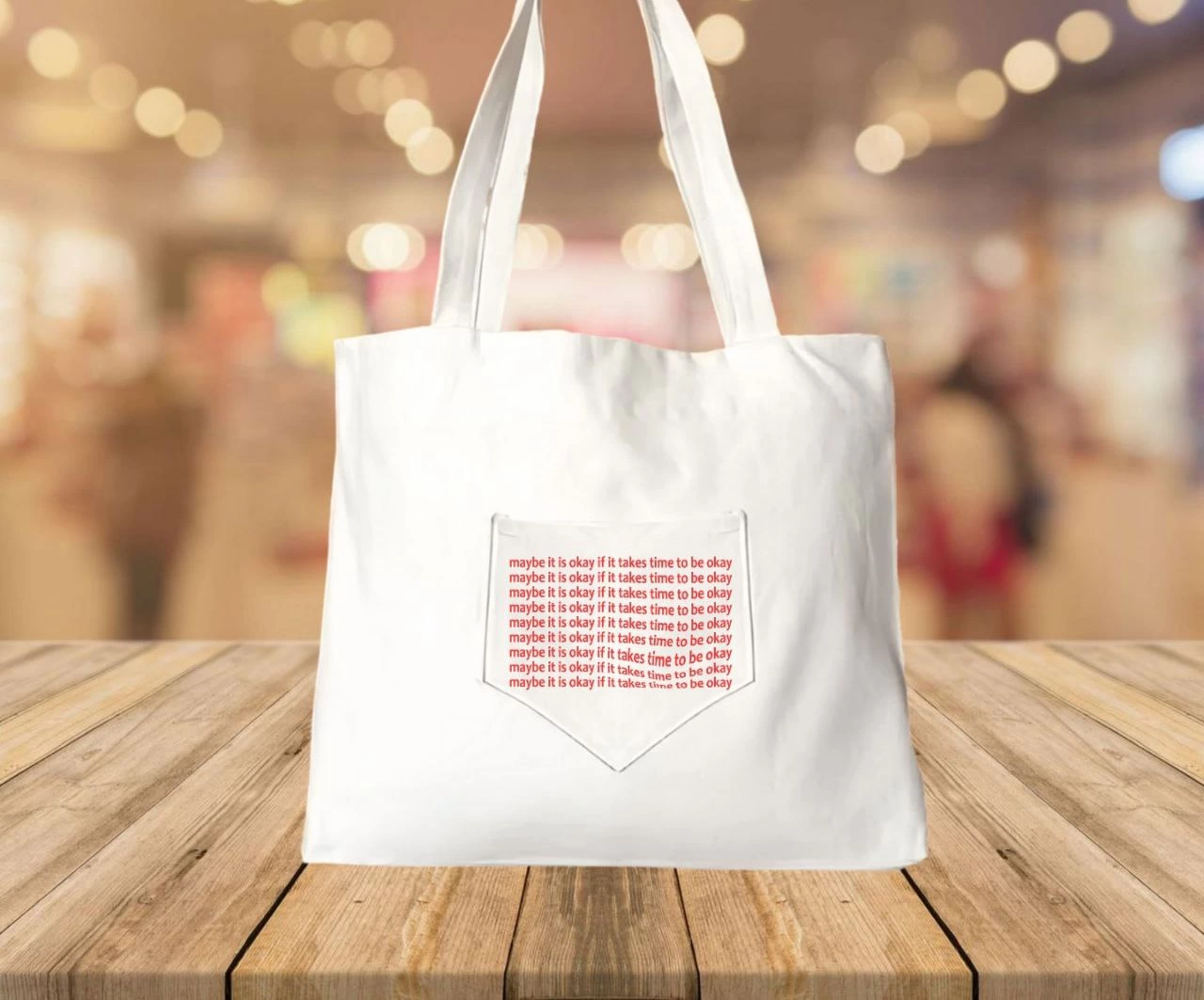 Printed Picnic and Sea Pocket Zipper Bag - White