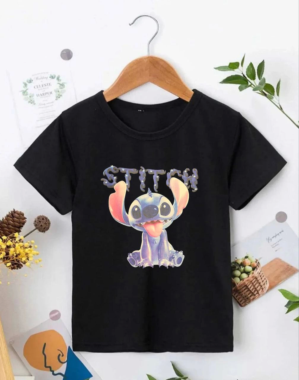 Bicycle Collar Short Sleeve Kids Printed T-Shirt - Black