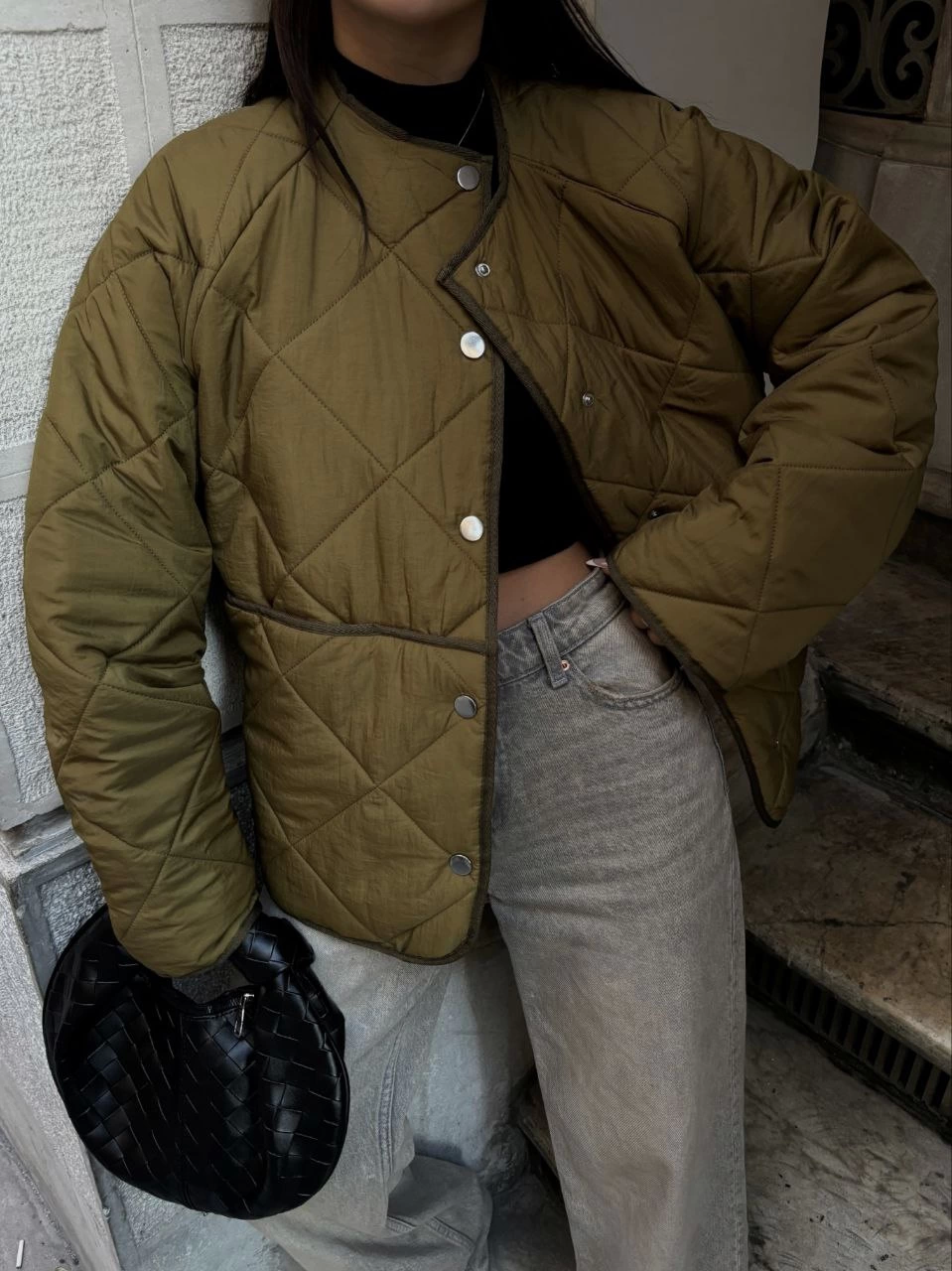 Stud Detailed Chepli Jacket Mont- Coffee