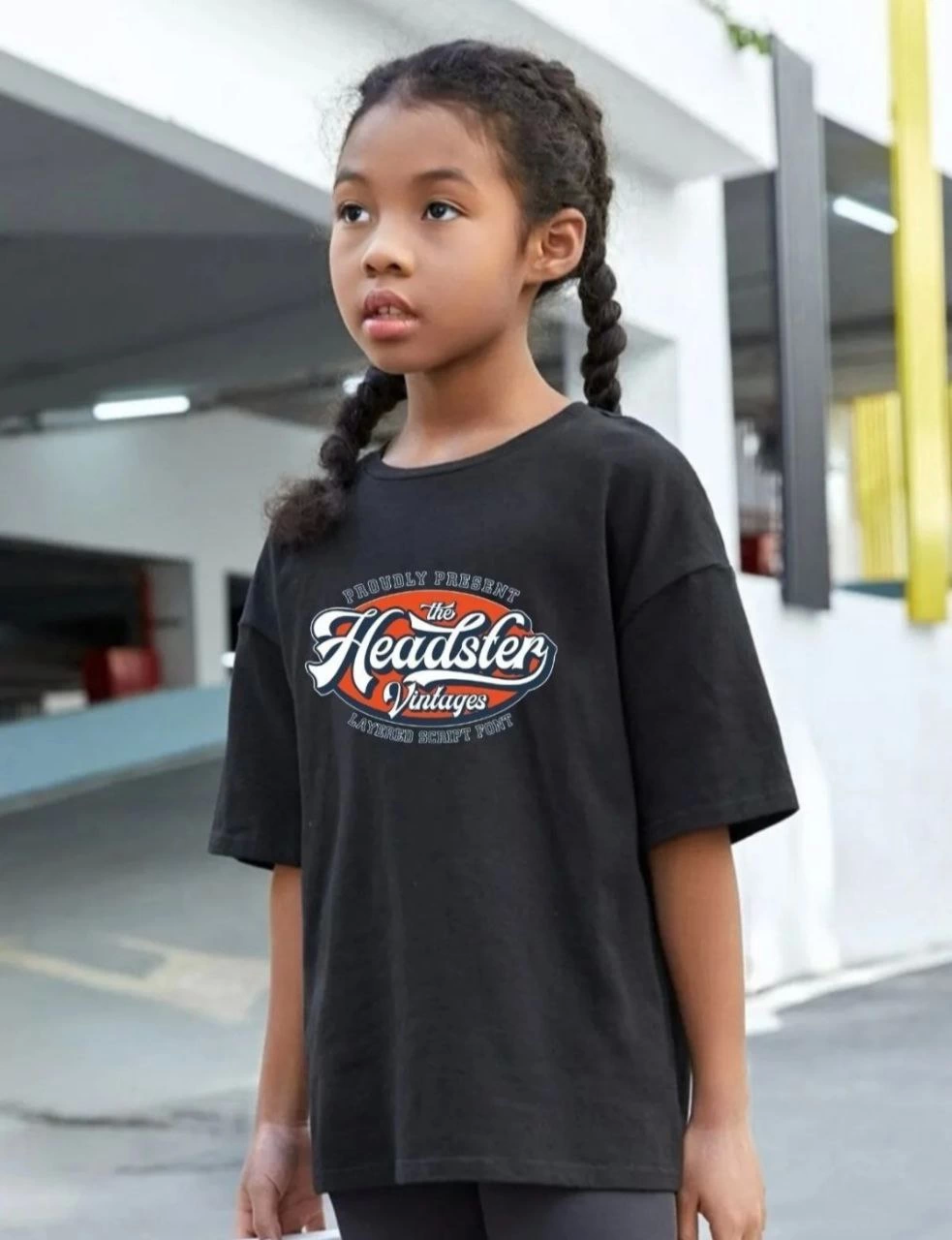 Kids Unisex Printed T-Shirt Black
