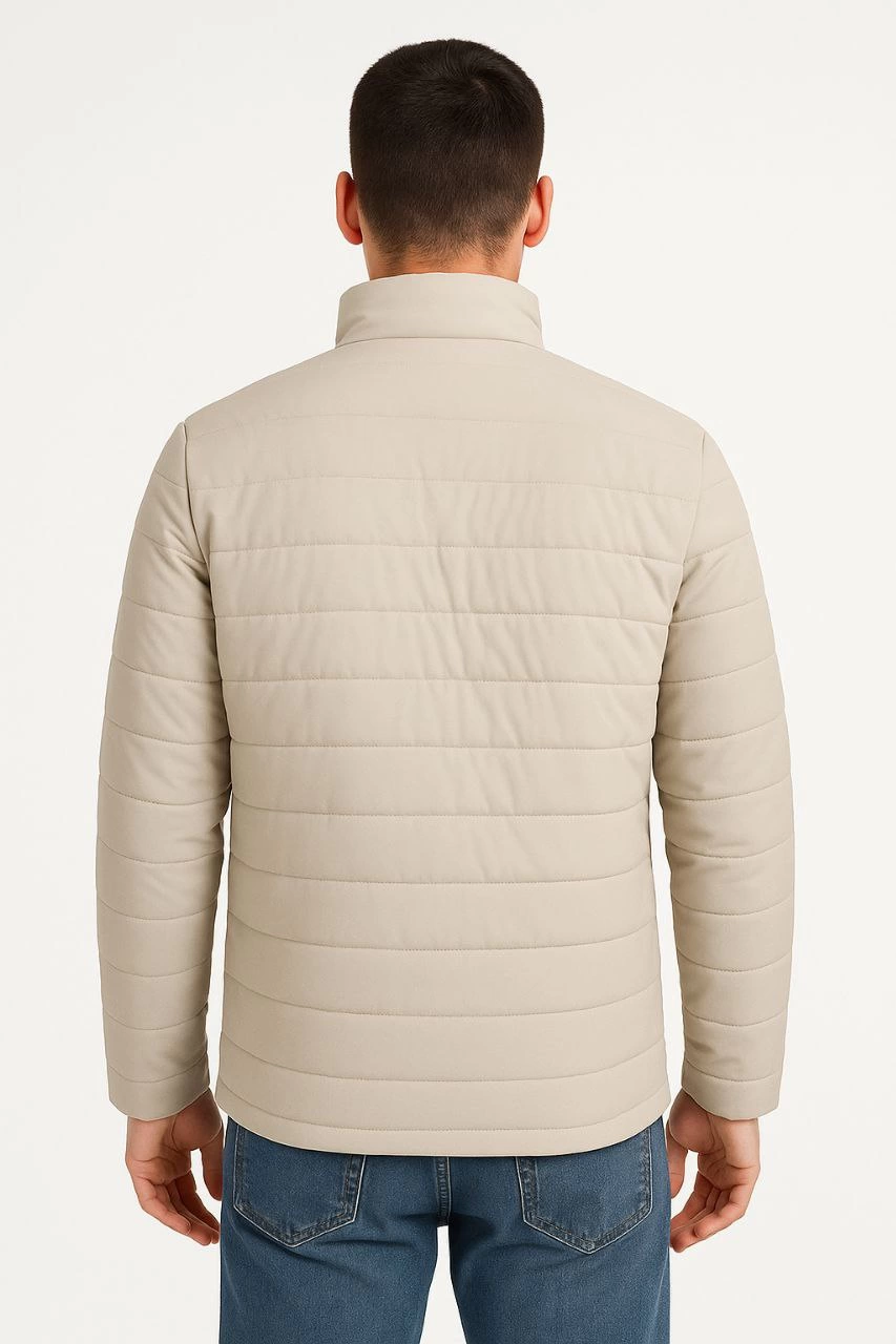 Erkek Bomber Mont Ceket – Su İtici Kumaş, Kapitone Astarlı, Fermuarlı, Kışlık - Bej
