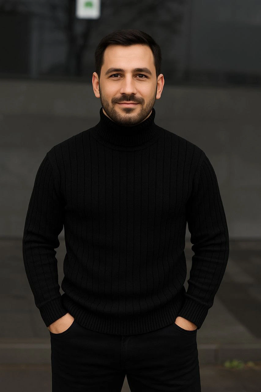 Erkek Fitilli Triko Kazak 3'lÜ Set Bej Haki Siyah Regular Balıkcı Yaka Tam Boğazlı Triko Seti Modeli Kazak