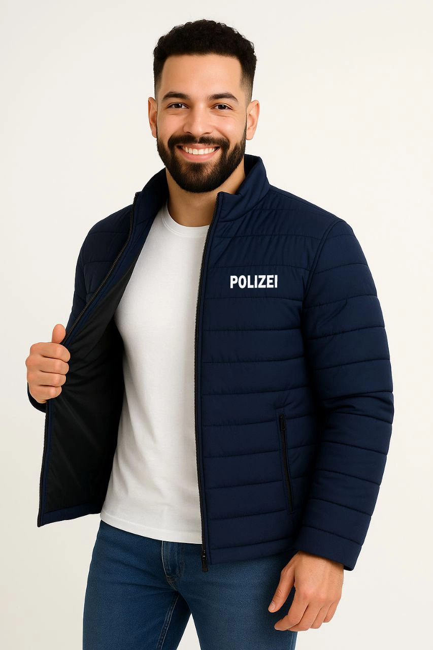 Erkek Mikro Su İtici Kapitone Baskılı Astarlı Fermuarlı Bomber Mont - Lacivert