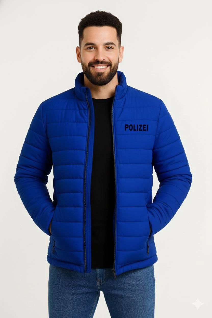 Erkek Mikro Su İtici Kapitone Baskılı Astarlı Fermuarlı Bomber Mont - Saks Mavisi