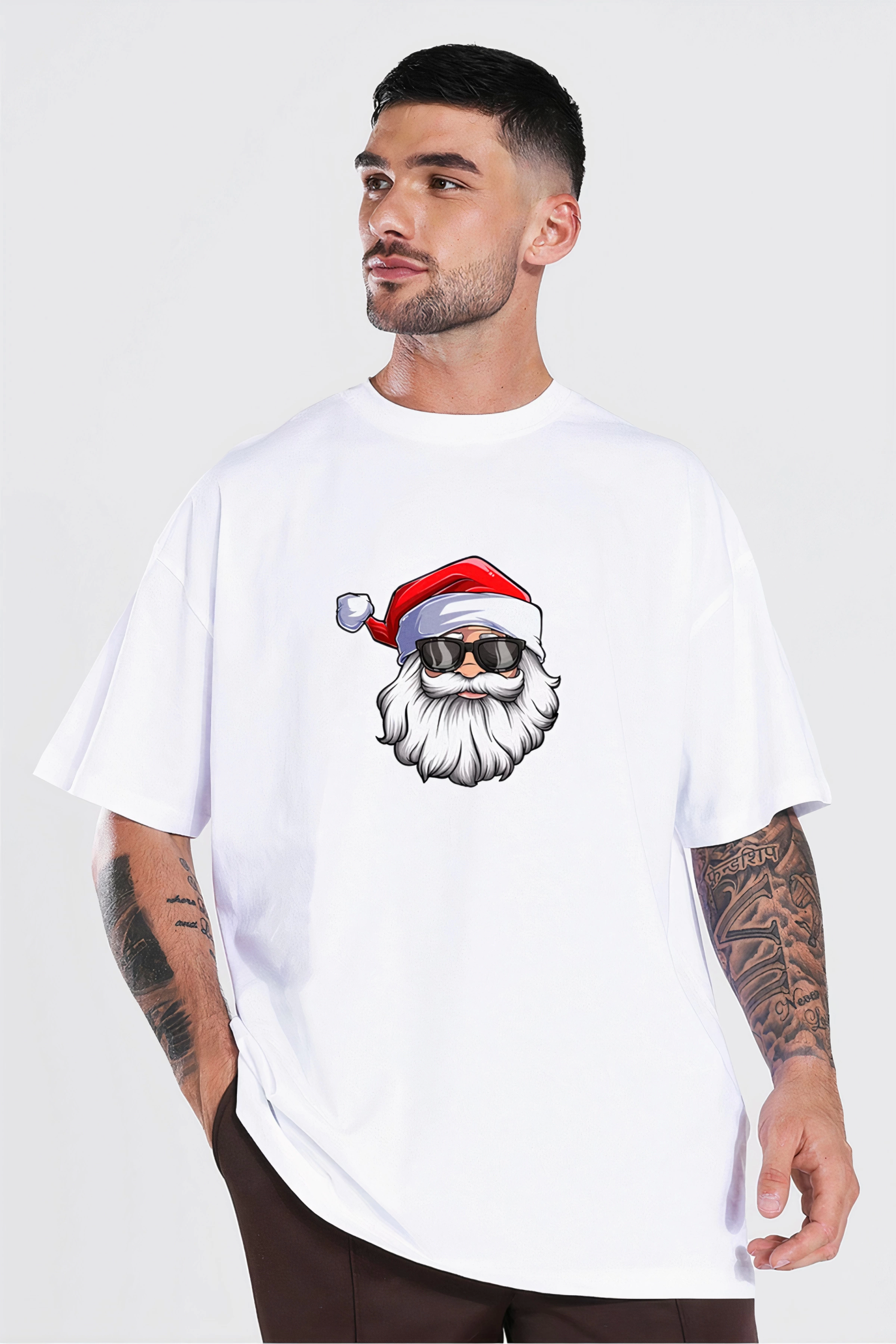 Santa Claus T-shirt with glasses - White