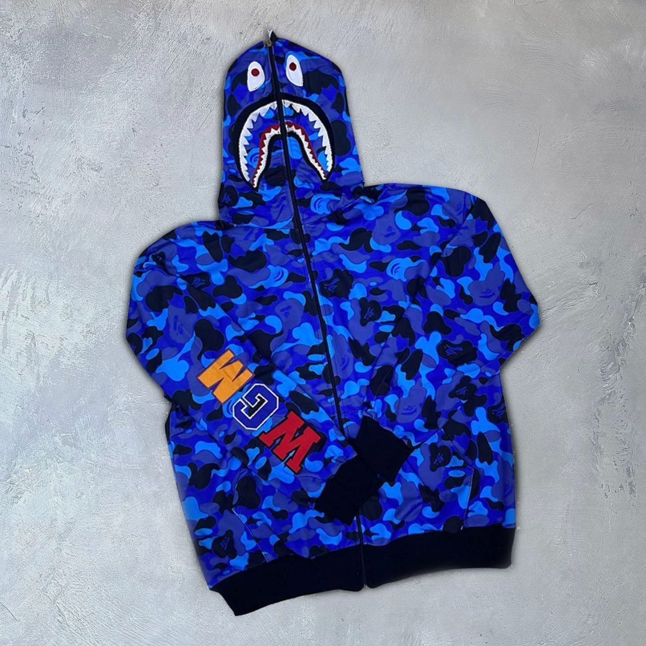 Two Yarn Zippered Hooded With Zipper - Blue