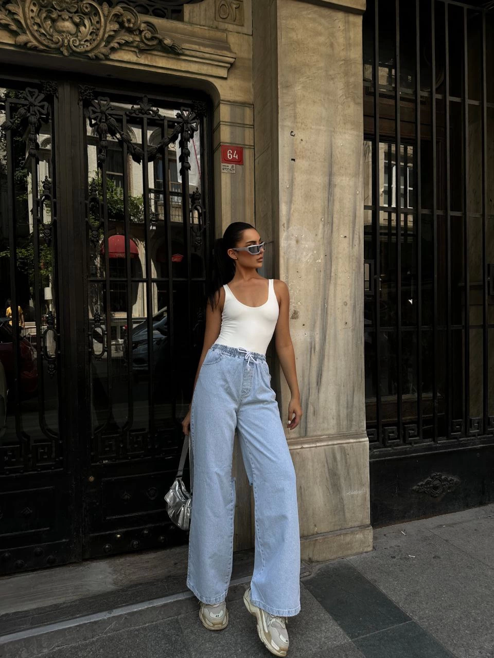 Women's Backdrop Jeans Palazzo Pants - Blue