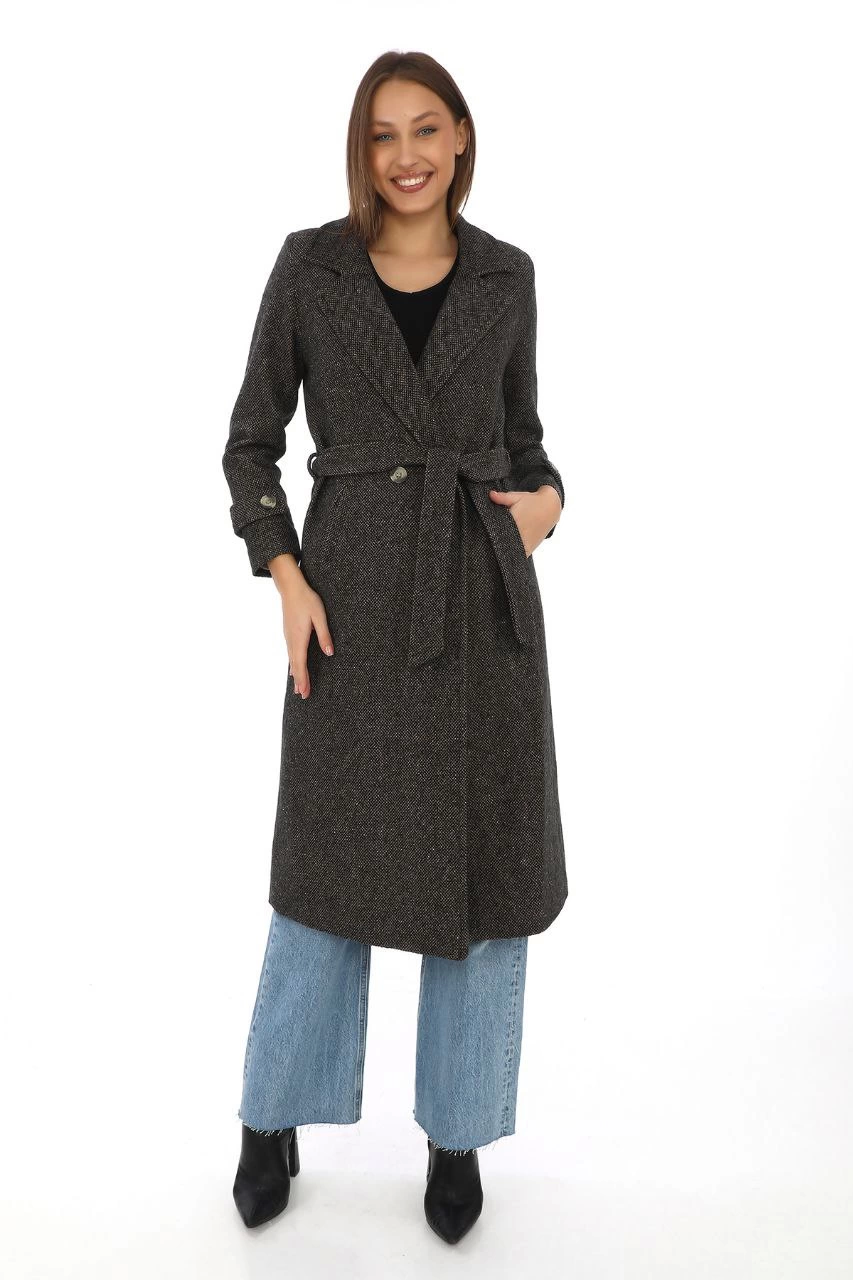 Women Lining Fish Back Cashmere Coat - Brown