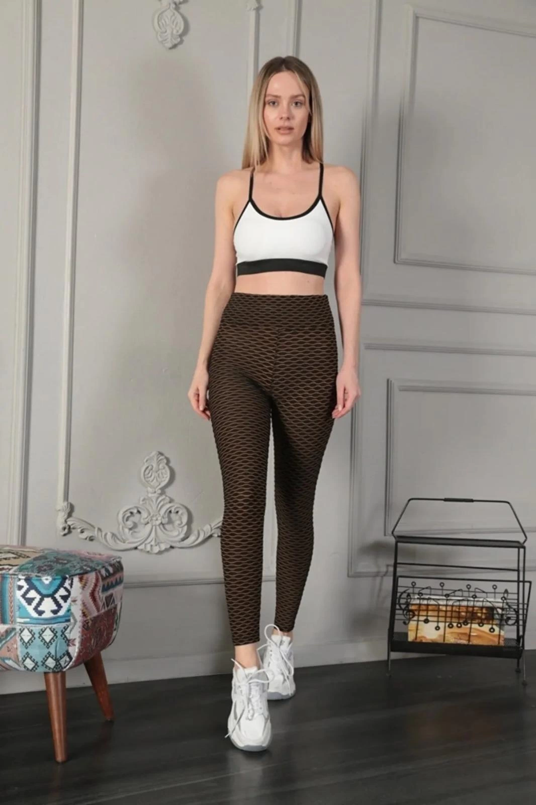 Kadın Yüksek Bel Toparlayıcı Likralı Büzgülü Tayt - Sarı