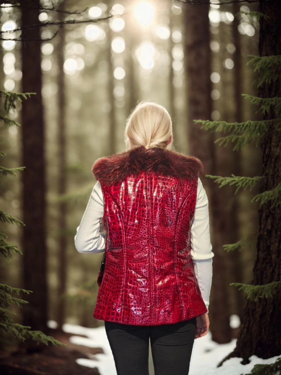 Kadın Kolsuz Fermuarlı Yelek - Kırmızı