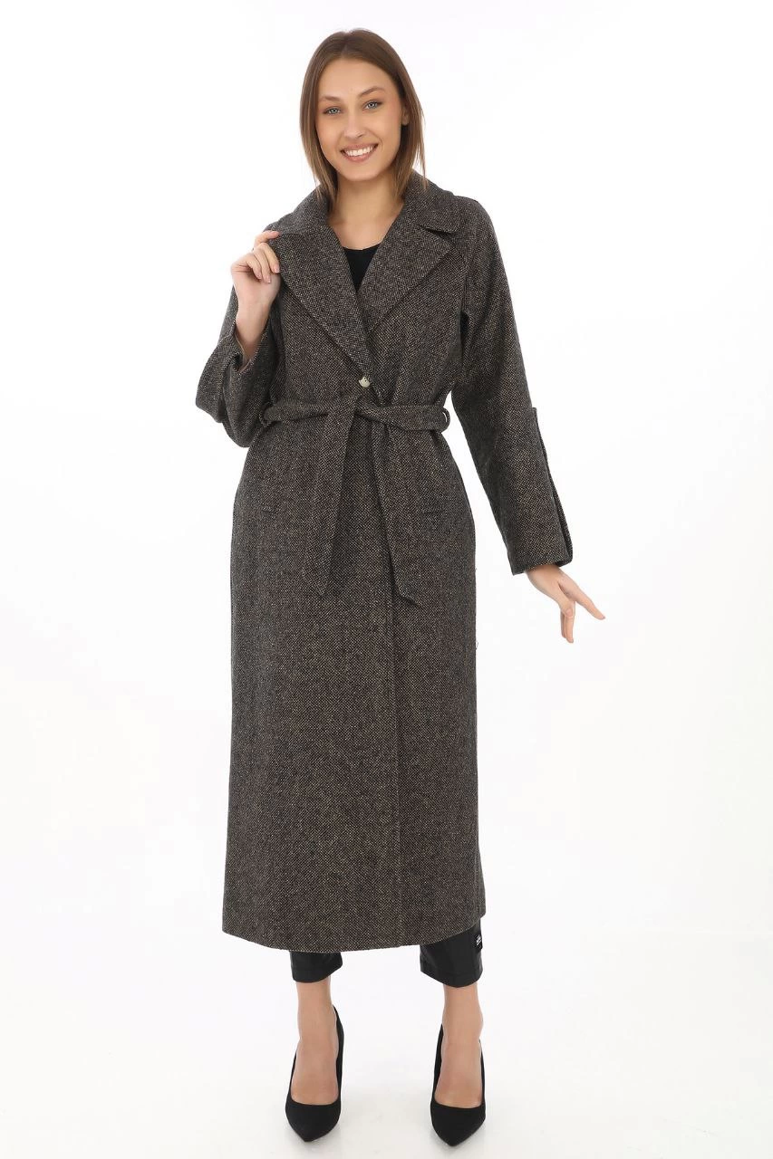 Women's Handle Apoletli Lining Cashmere Eyebrow - Füme