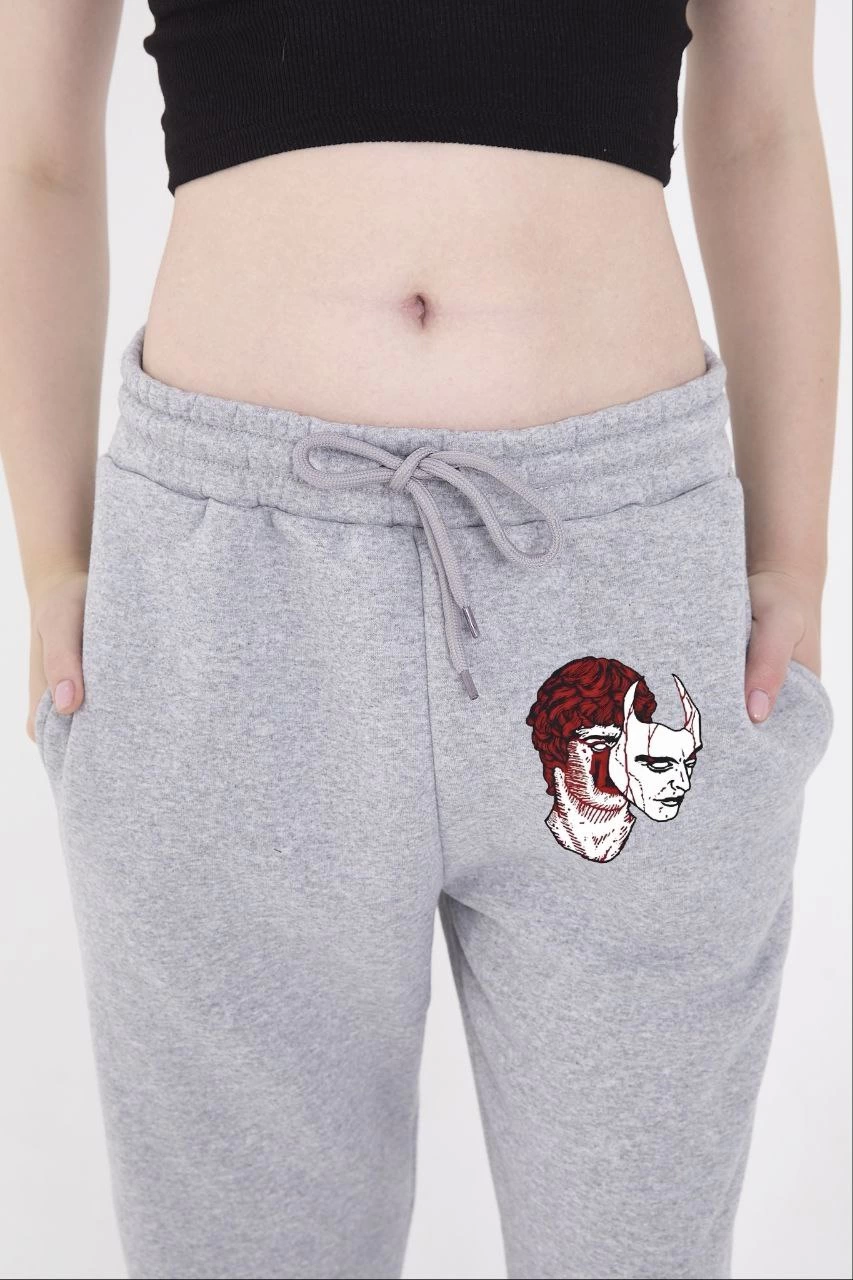 Women's Rubber Printed Scarf Pants - Grey