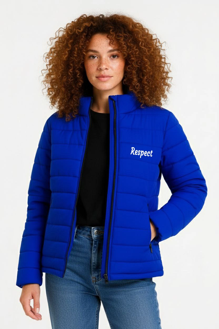 Kadın Mikro Su İtici Kapitone Baskılı Astarlı Fermuarlı Bomber Mont - Saks Mavisi