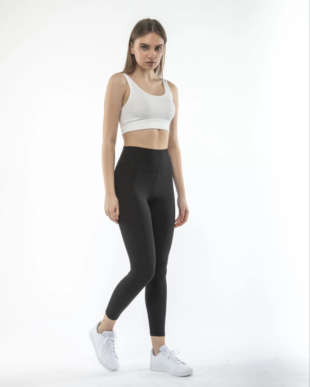 Women High Waist Sports Straight Thai - Black